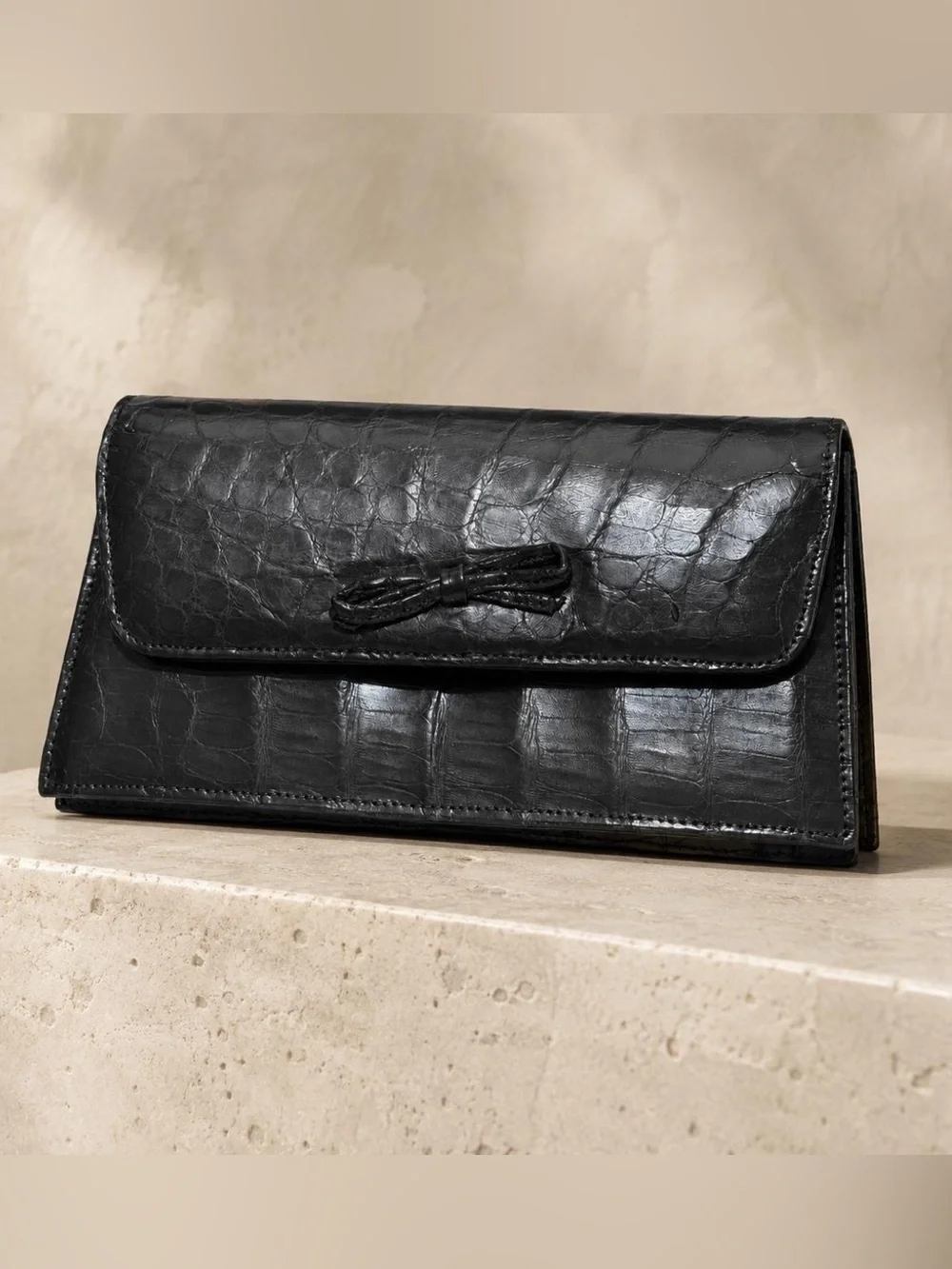 Black De Pinna Crocodile Leather Clutch - Classic Women’s Evening Bag